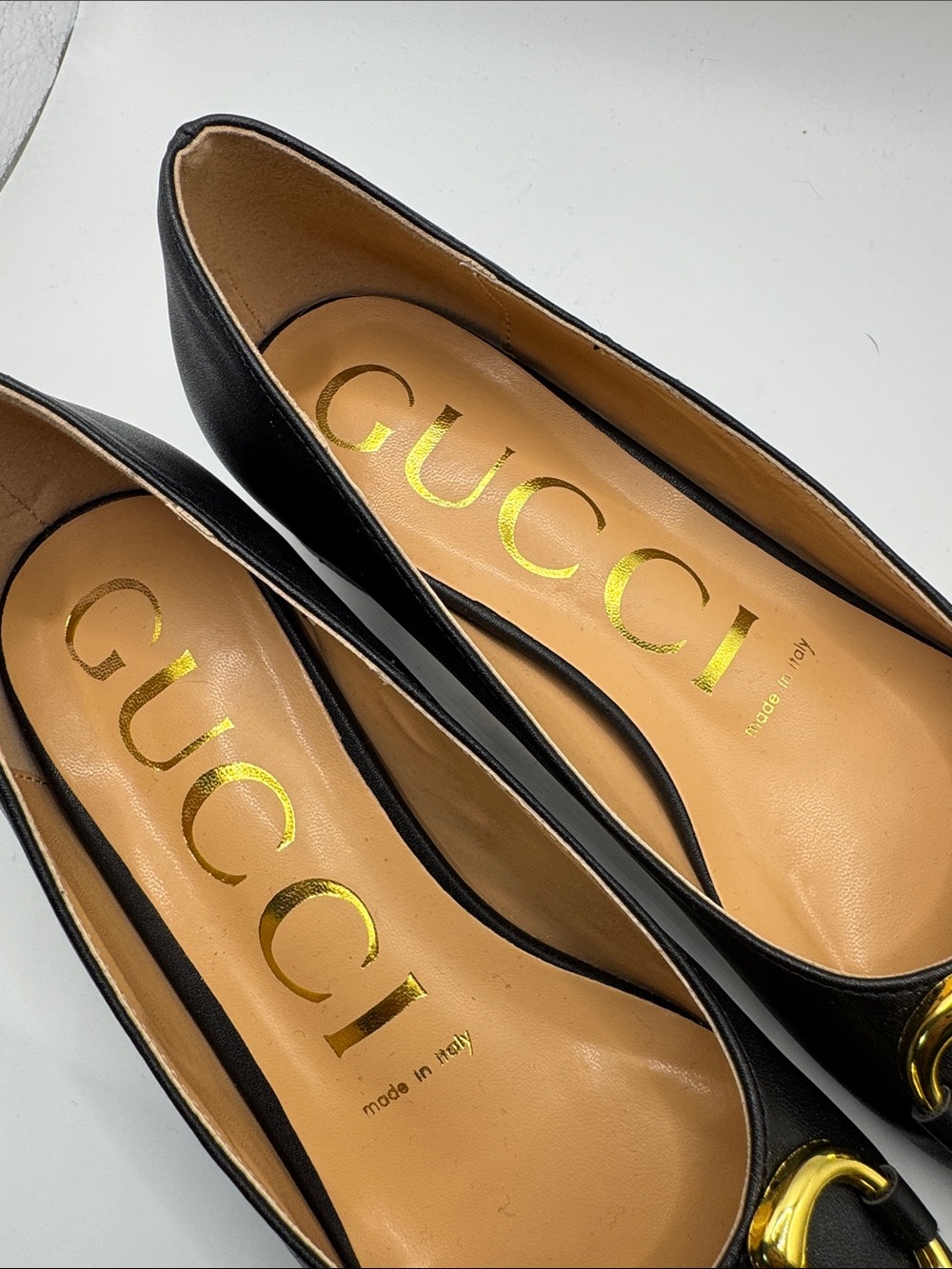 Gucci Black Leather Horsebit Square-Toe Ballet Flats - Picture 4 of 9